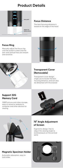 APEXEL High Resolution 20-100X Digital Microscope Lens Set