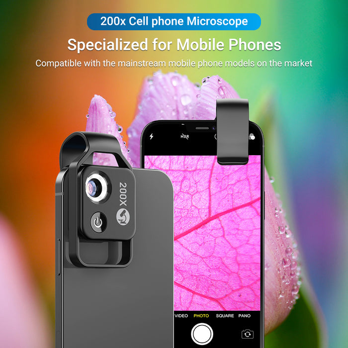 APEXEL Phone Microscope Lens 200X LED