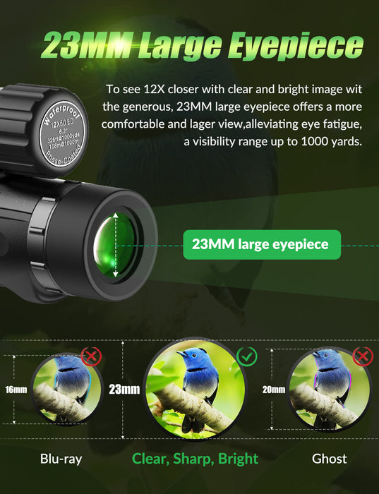 APEXEL Monocular Zoom 12X50 ED