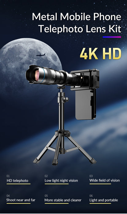 APEXEL Metal Telescope Lens 36X Tripod Set