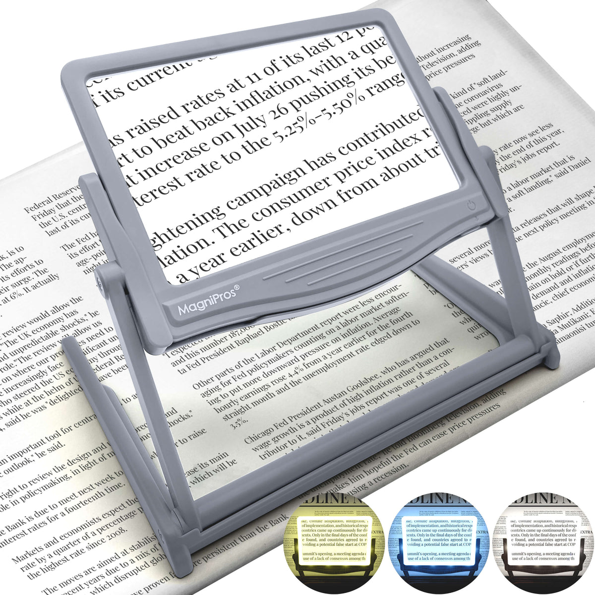 5X Magnipros LED Page Magnifier with Stand — Magnifiers NZ