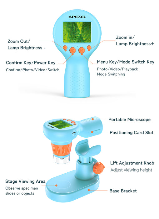 Apexel Woodpecker-Inspired Kids' Microscope