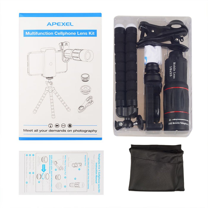 APEXEL Telephoto 18x 5in1 lens kit