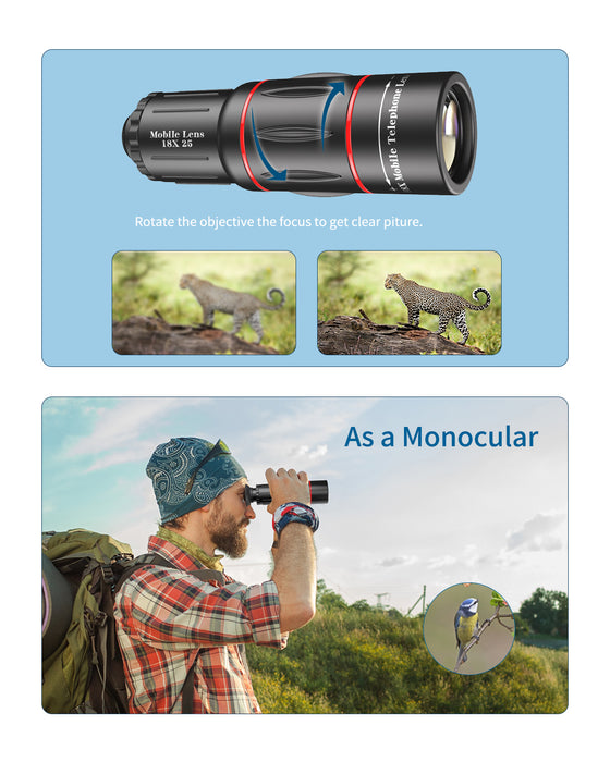 APEXEL Telephoto 18x 5in1 lens kit