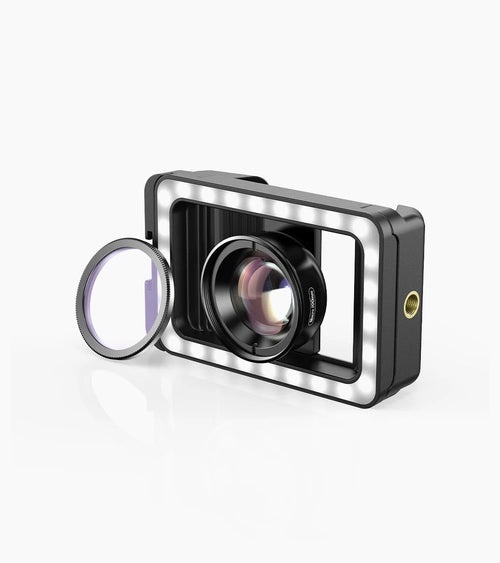 APEXEL 100mm Macro Lens for Smartphones with LED Clip