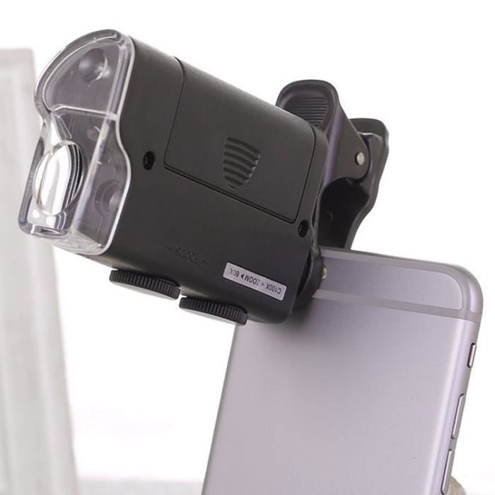 Deluxe 60 - 100X Pocket Microscope with Phone Clip - Magnifiers NZ