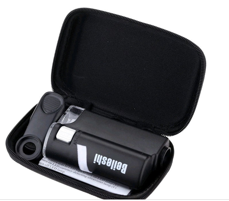 Deluxe 60 - 100X Pocket Microscope with Phone Clip - Magnifiers NZ